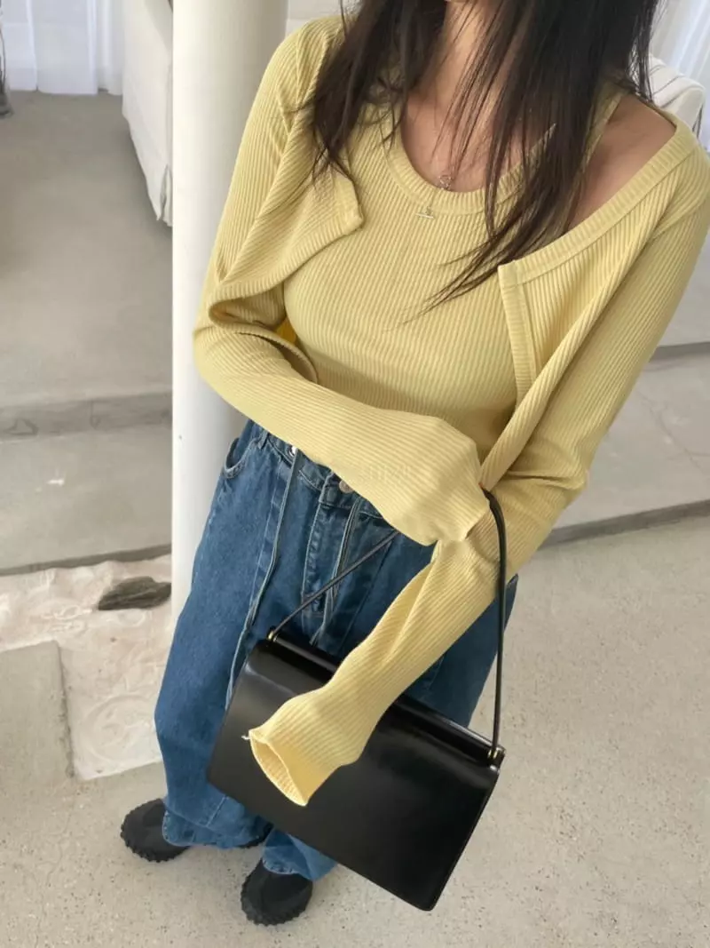 Baguette - Korean Women Fashion - #momslook - Wave Sleevesless Cardigan Set