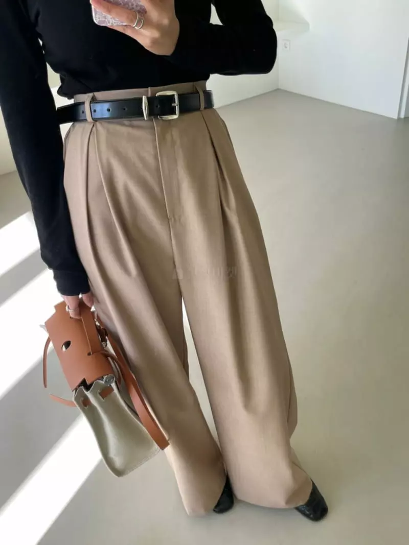 Baguette - Korean Women Fashion - #womensfashion - Belt Long Pants (belt set)