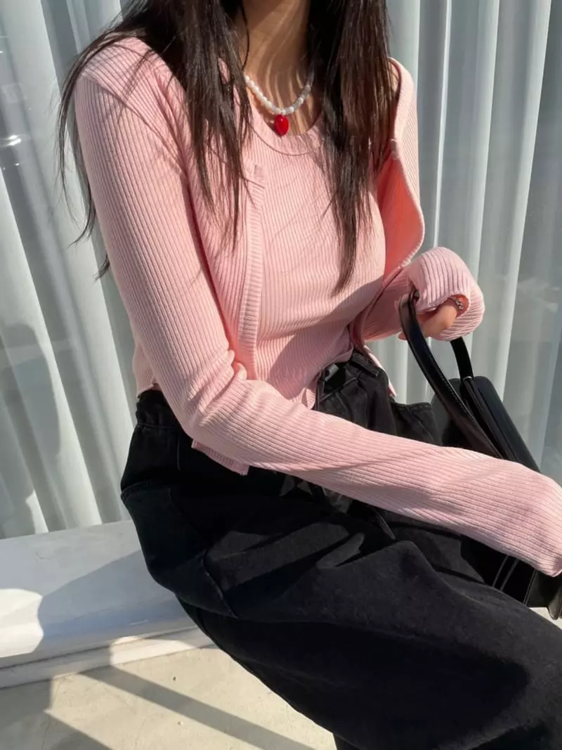 Baguette - Korean Women Fashion - #womensfashion - Wave Sleevesless Cardigan Set - 3