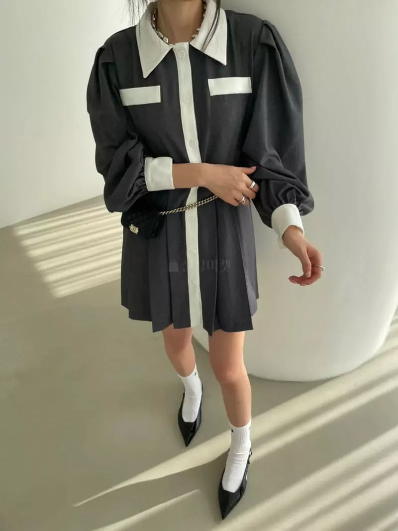 Baguette - Korean Women Fashion - #womensfashion - Wrinkle coloring One-piece