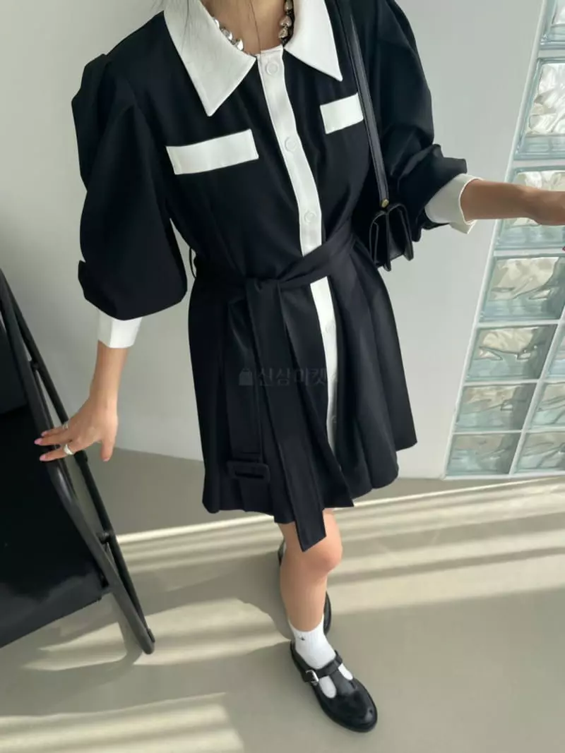 Baguette - Korean Women Fashion - #womensfashion - Wrinkle coloring One-piece - 3