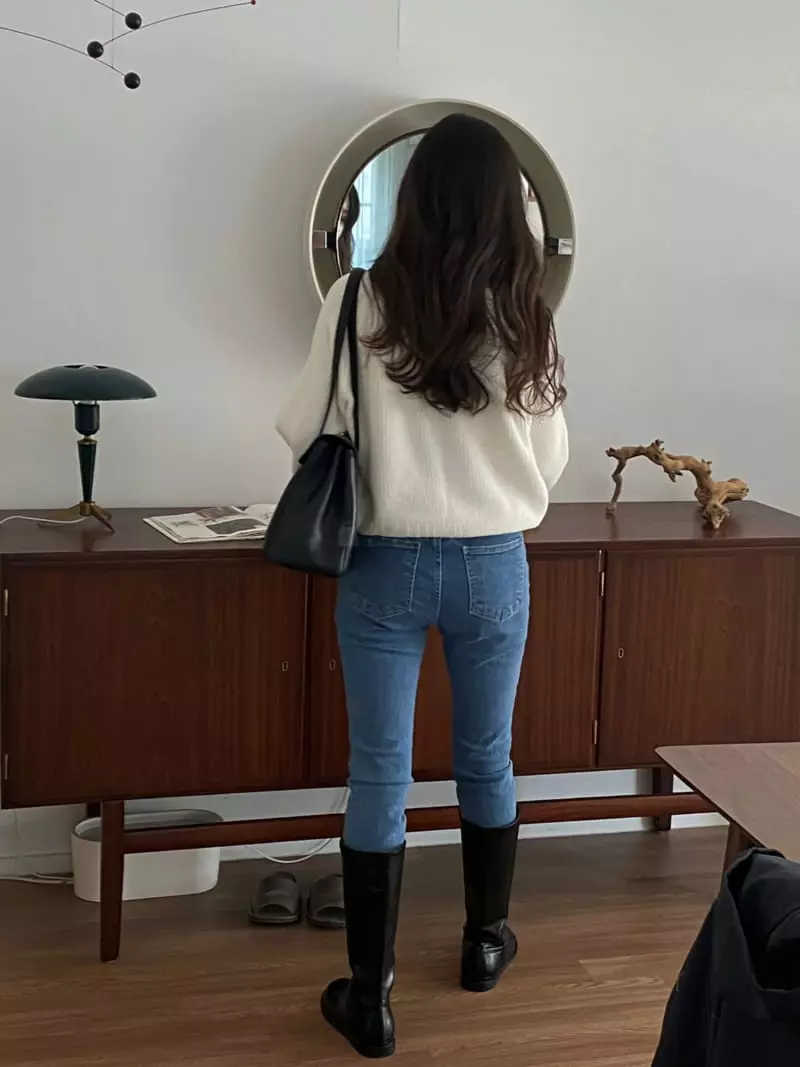 Baking Powder - Korean Women Fashion - #momslook - Blue Skinny Pants - 3