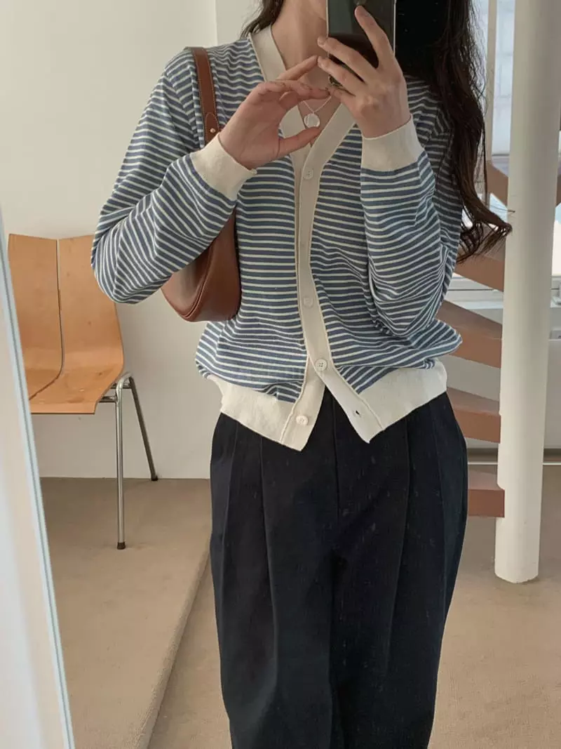 Baking Powder - Korean Women Fashion - #momslook - Malim Stripe Cardigan