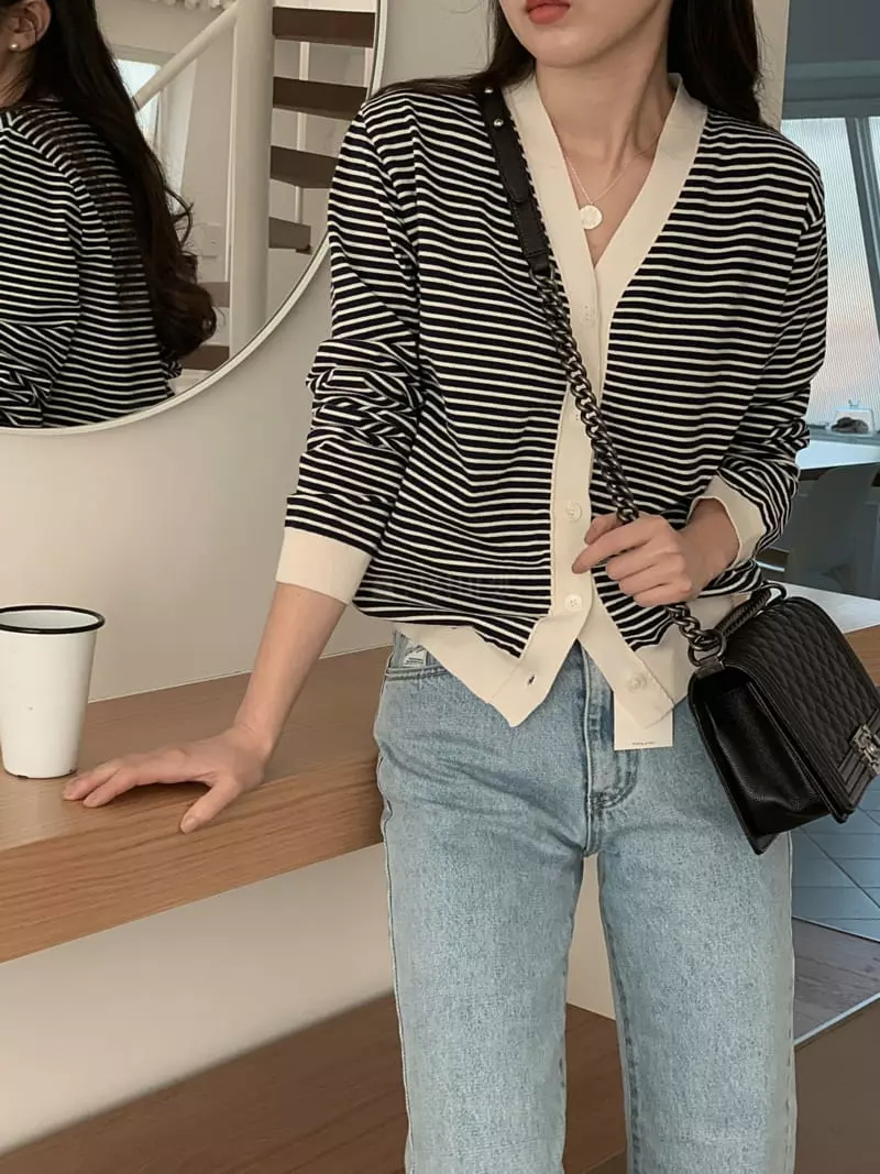 Baking Powder - Korean Women Fashion - #momslook - Malim Stripe Cardigan - 3