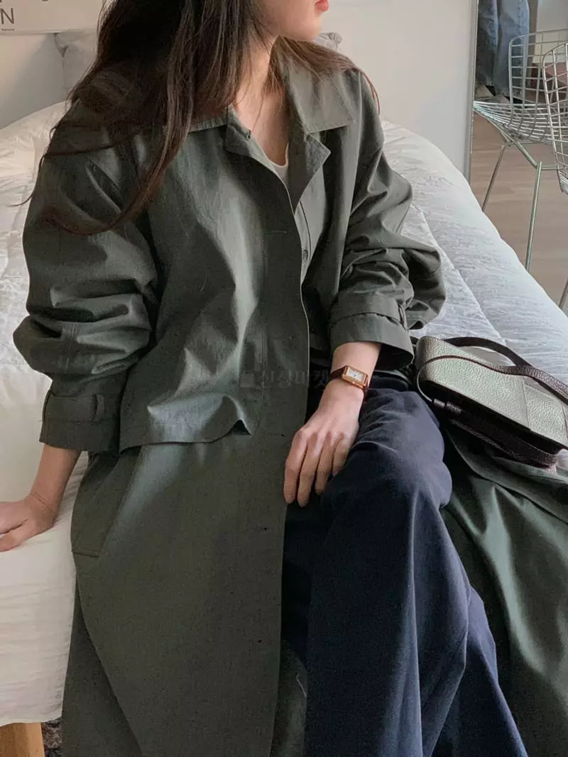 Baking Powder - Korean Women Fashion - #thatsdarling - Crunky Trench Coat - 2