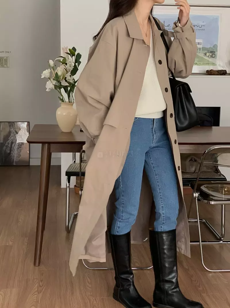 Baking Powder - Korean Women Fashion - #thelittlethings - Crunky Trench Coat - 3
