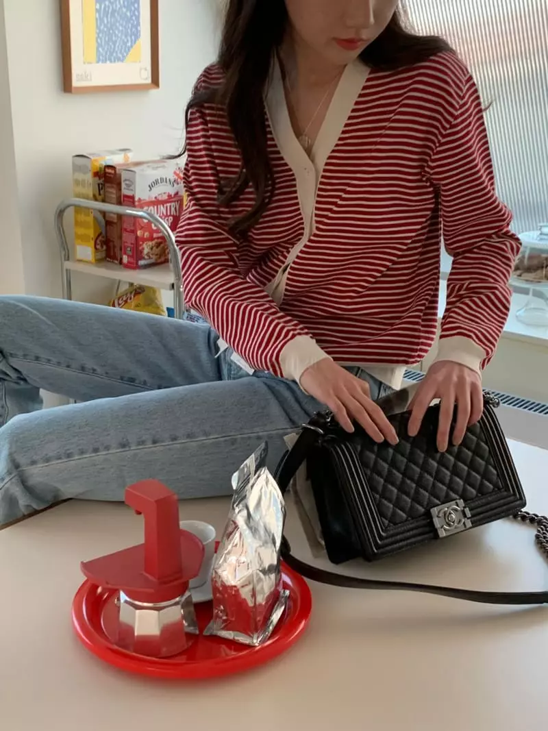 Baking Powder - Korean Women Fashion - #womensfashion - Malim Stripe Cardigan - 2