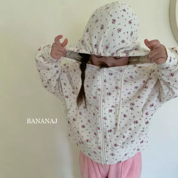 Banana J - Korean Children Fashion - #stylishchildhood - Flower Waffle Hoody Zip-up - 9