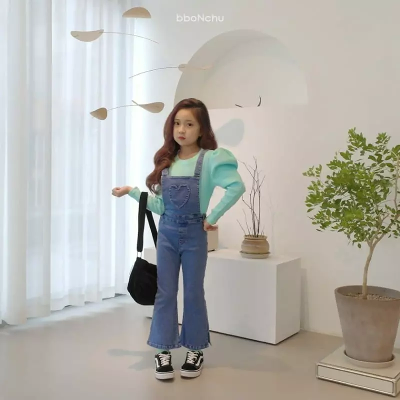 Bbonchu - Korean Children Fashion - #kidsstore - Heart Dungarees - 3
