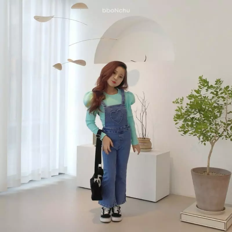 Bbonchu - Korean Children Fashion - #kidsstore - Heart Dungarees - 4