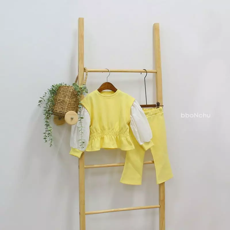 Bbonchu - Korean Children Fashion - #toddlerclothing - Lemona Top Bottom Set - 3