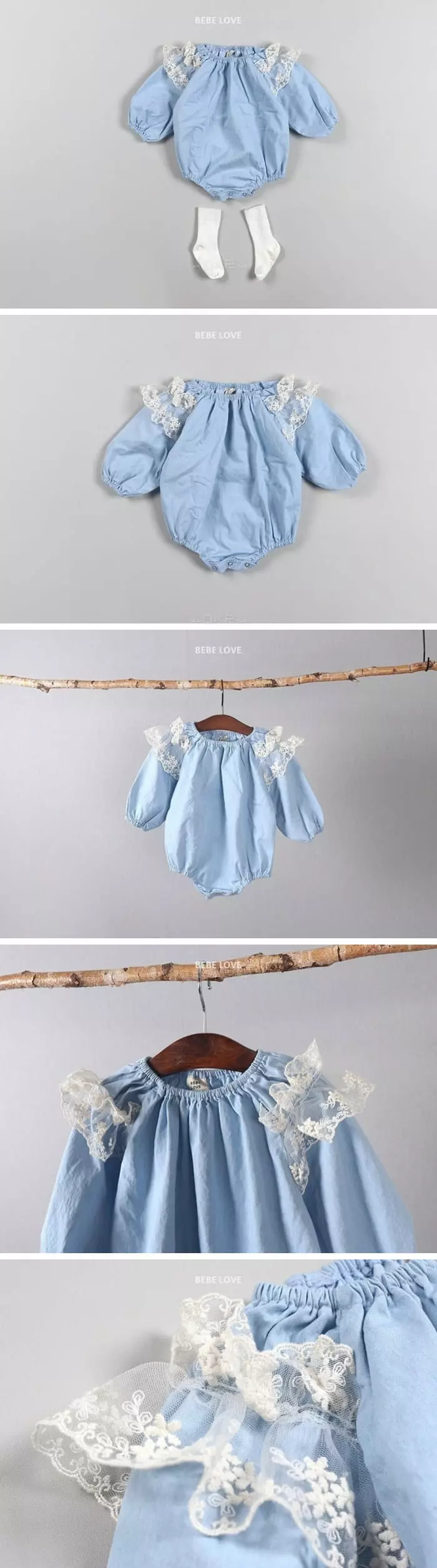 Bebe Love - Korean Baby Fashion - #babyootd - Denim Bodysuit