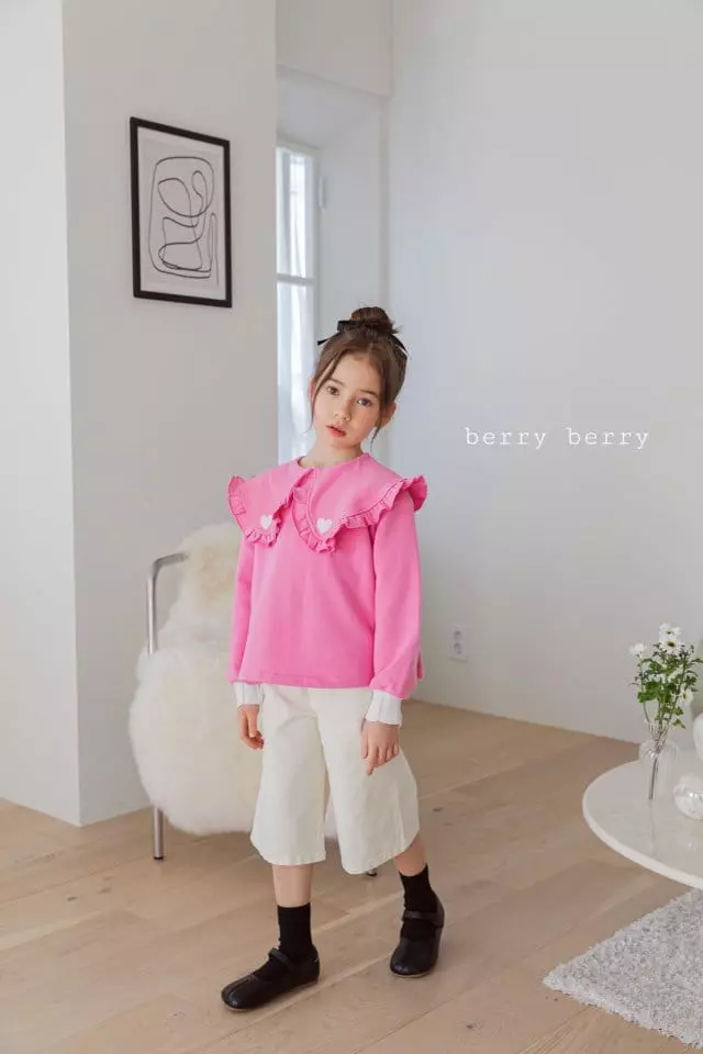 Berry Berry - Korean Children Fashion - #kidzfashiontrend - Heart Embroidery Tee - 4