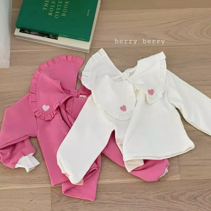 Berry Berry - Korean Children Fashion - #kidsshorts - Heart Embroidery Tee
