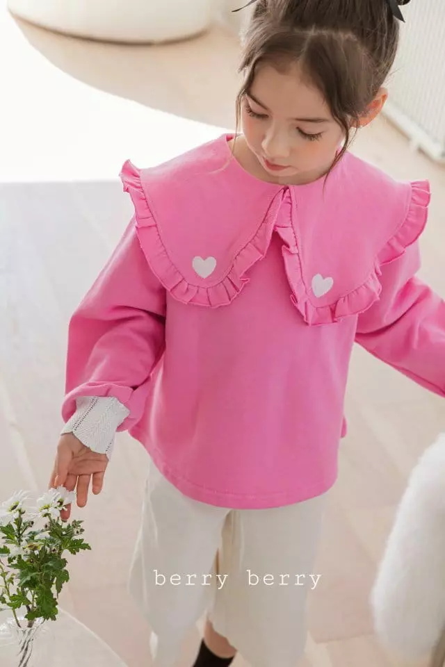 Berry Berry - Korean Children Fashion - #kidsstore - Heart Embroidery Tee - 2