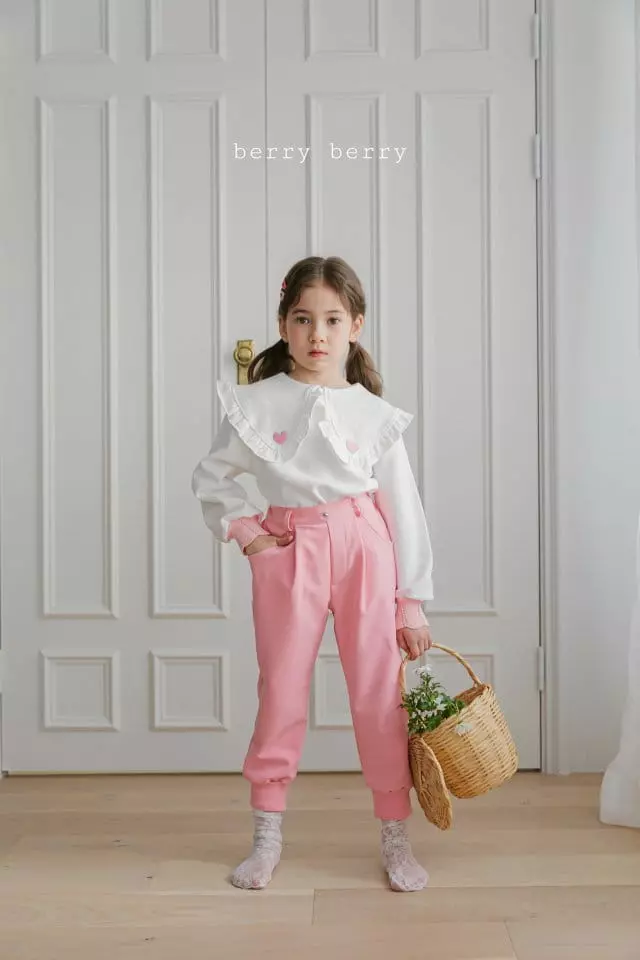 Berry Berry - Korean Children Fashion - #toddlerclothing - Heart Embroidery Tee - 10
