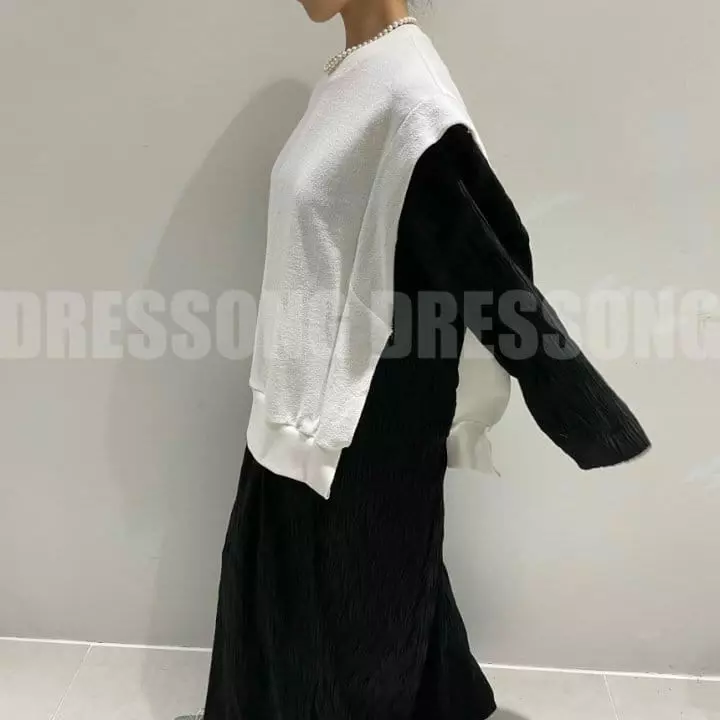 Black Fuchsia - Korean Women Fashion - #momslook - Layered Wrinkles One-piece - 3
