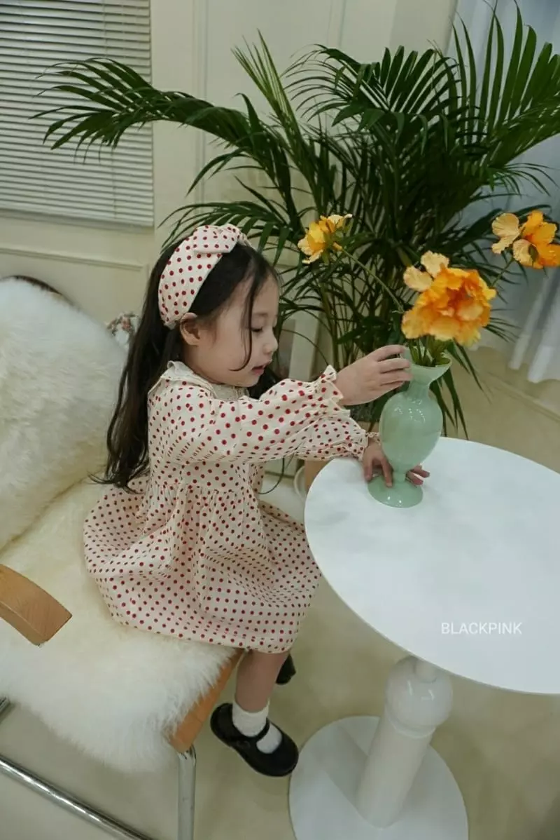 Black Pink - Korean Children Fashion - #stylishchildhood - Lace Dot One-piece - 4