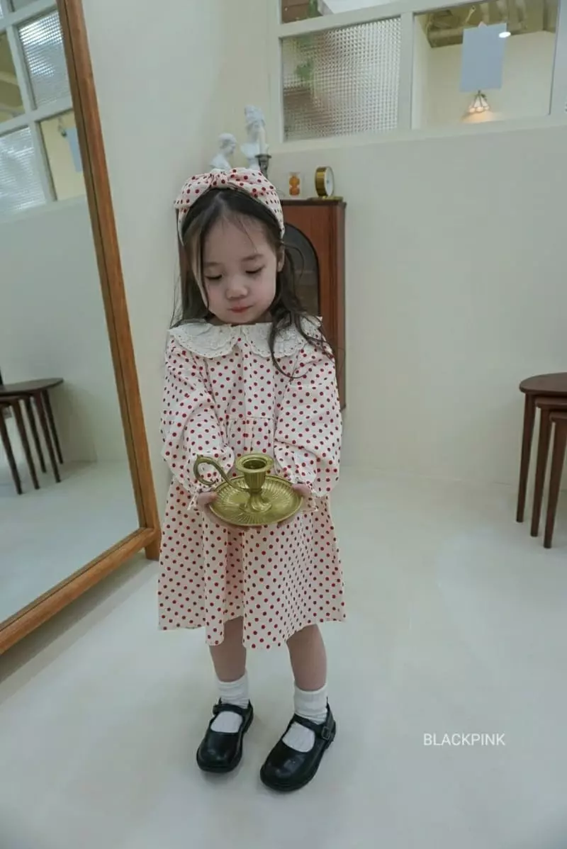 Black Pink - Korean Children Fashion - #childrensboutique - Lace Dot One-piece - 5