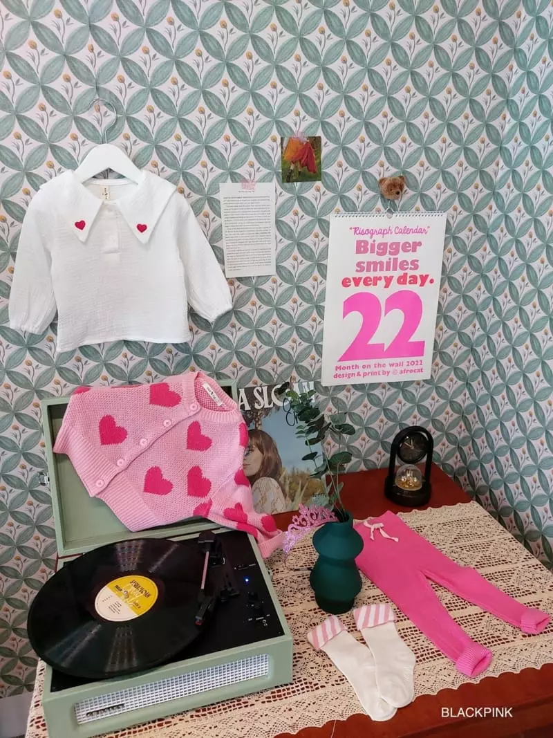 Black Pink - Korean Children Fashion - #designkidswear - Heart Embroidery Blouse
