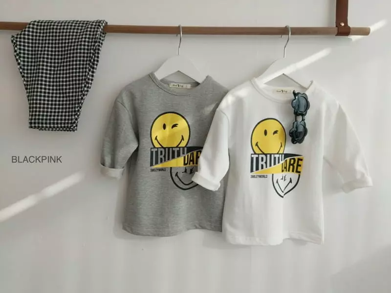 Black Pink - Korean Children Fashion - #kidsstore - Smile Tee - 2