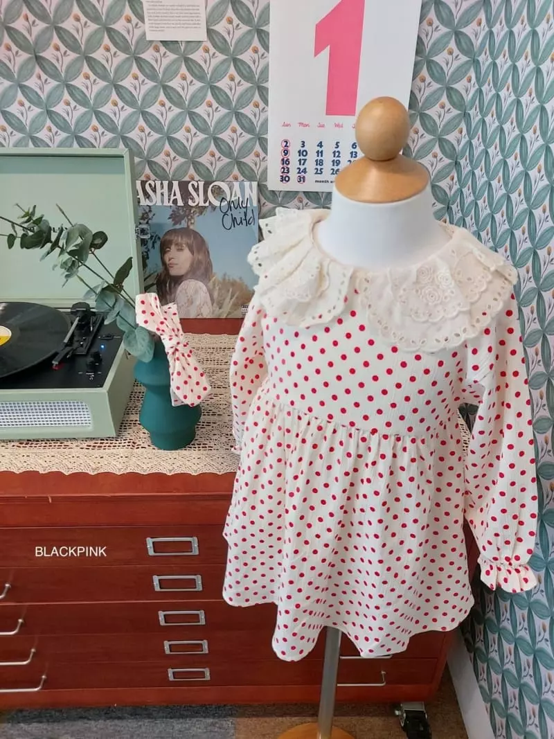 Black Pink - Korean Children Fashion - #kidsstore - Lace Dot One-piece - 10