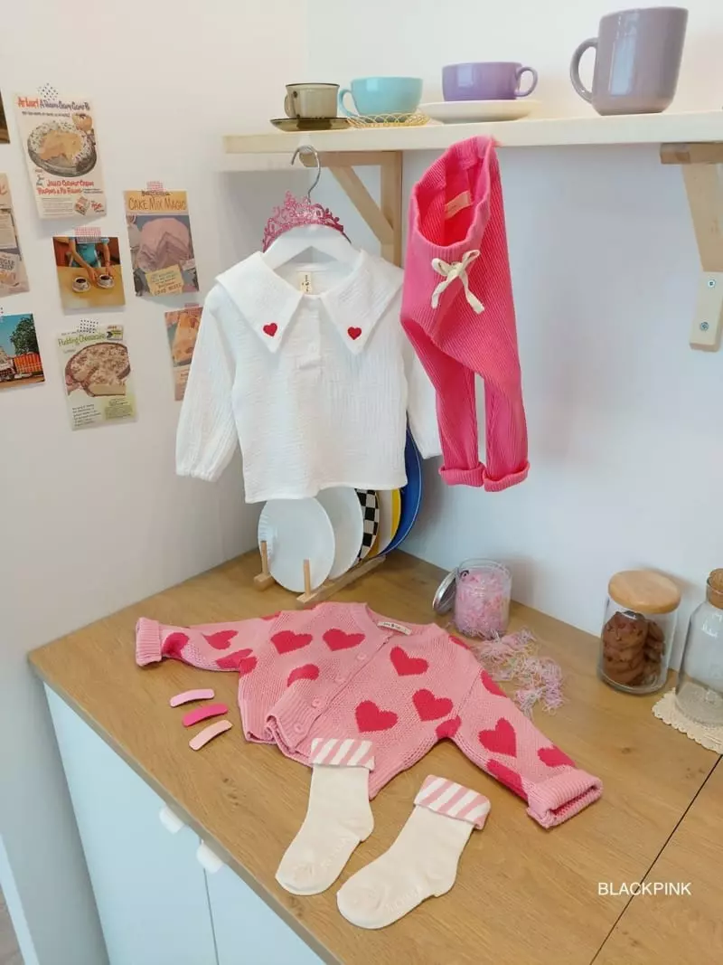 Black Pink - Korean Children Fashion - #kidzfashiontrend - Heart Embroidery Blouse - 6