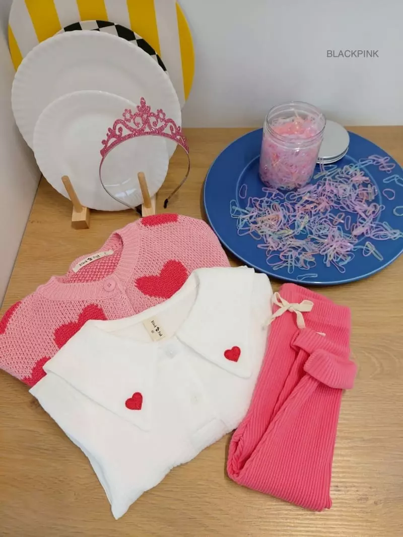 Black Pink - Korean Children Fashion - #littlefashionista - Heart Embroidery Blouse - 8