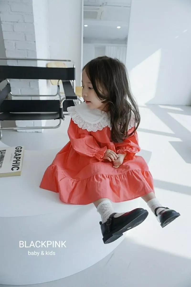 Black Pink - Korean Children Fashion - #littlefashionista - Spring Big Collar One-piece - 7