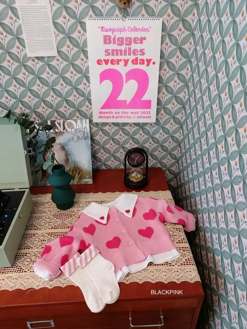Black Pink - Korean Children Fashion - #minifashionista - Spring Heart Cardigan - 4