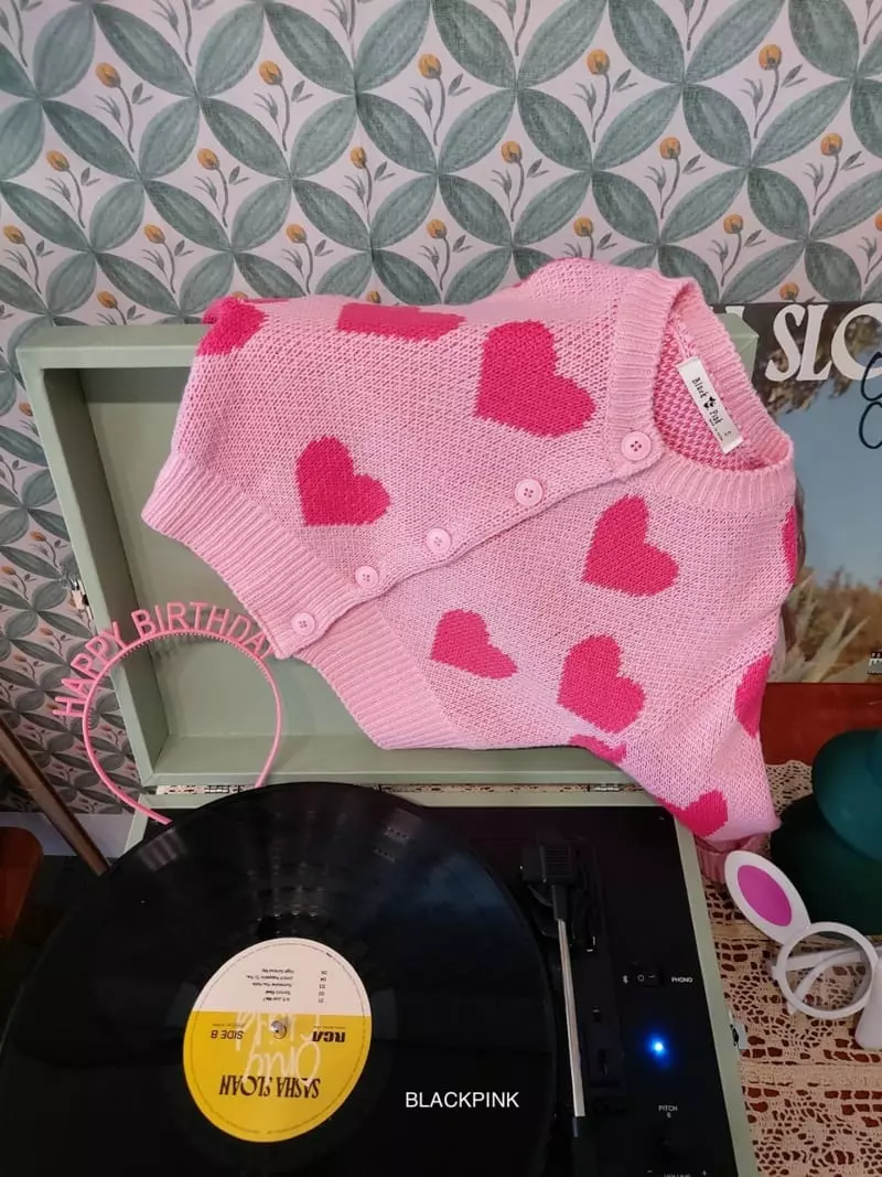 Black Pink - Korean Children Fashion - #stylishchildhood - Spring Heart Cardigan - 7