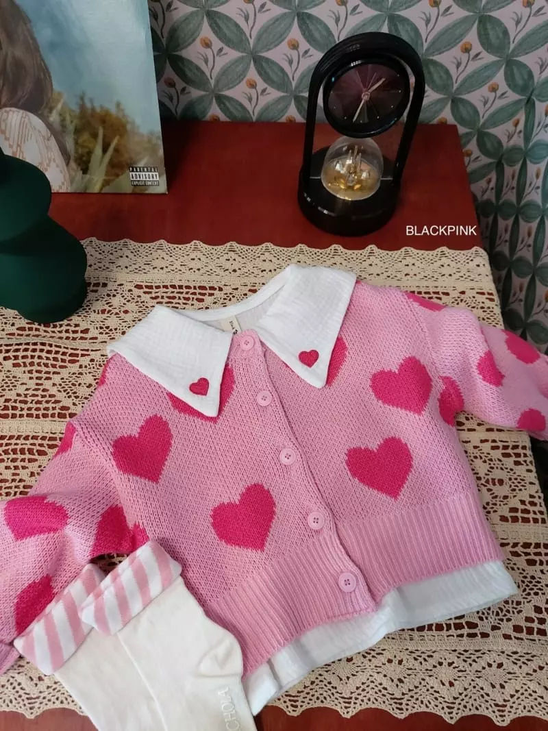Black Pink - Korean Children Fashion - #todddlerfashion - Spring Heart Cardigan - 5