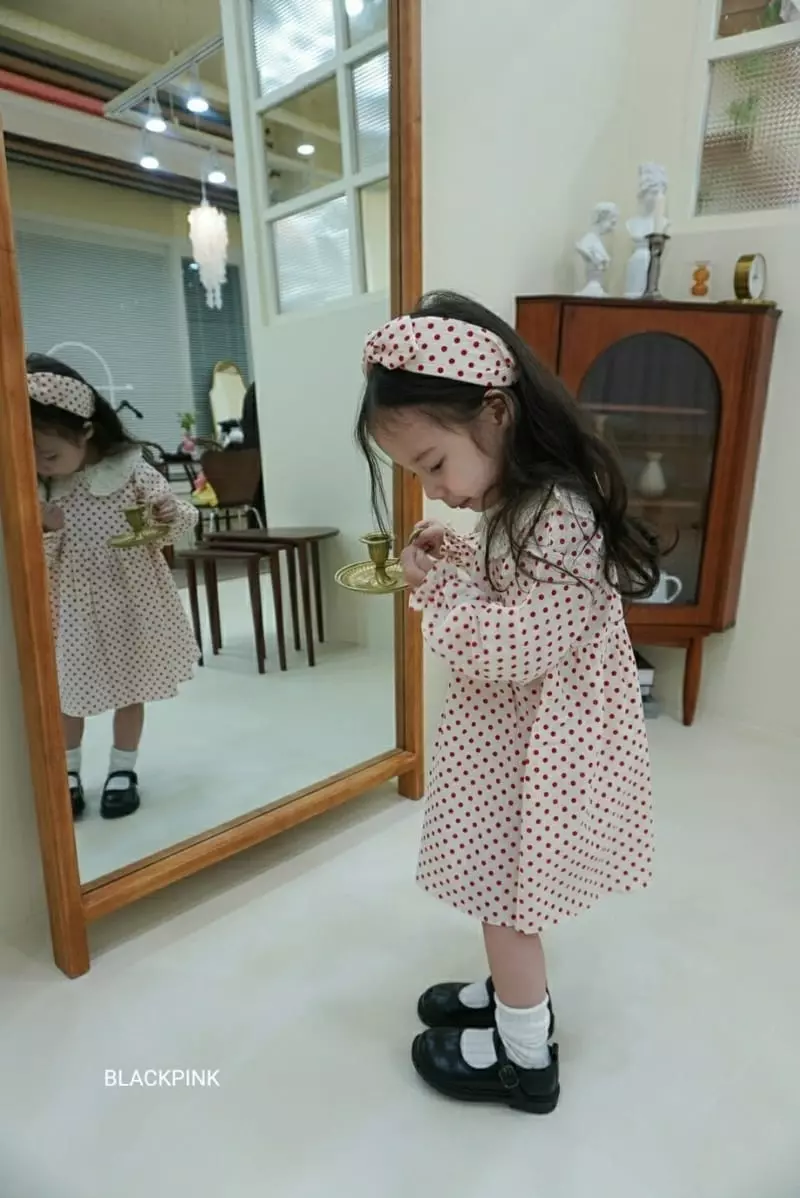 Black Pink - Korean Children Fashion - #todddlerfashion - Lace Dot One-piece