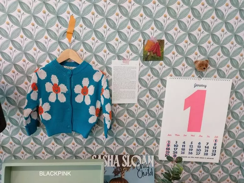 Black Pink - Korean Children Fashion - #toddlerclothing - Flower Cardigan - 12