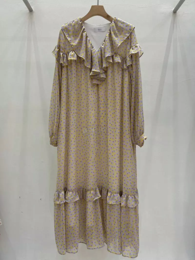 Blanc - Korean Women Fashion - #momslook - Frill Long One-piece - 4