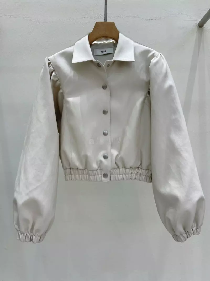 Blanc - Korean Women Fashion - #momslook - Leather Blouson Jacket