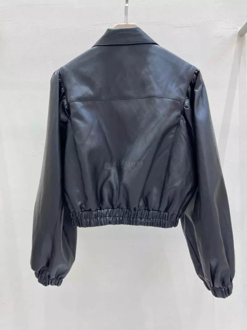 Blanc - Korean Women Fashion - #momslook - Leather Blouson Jacket - 3
