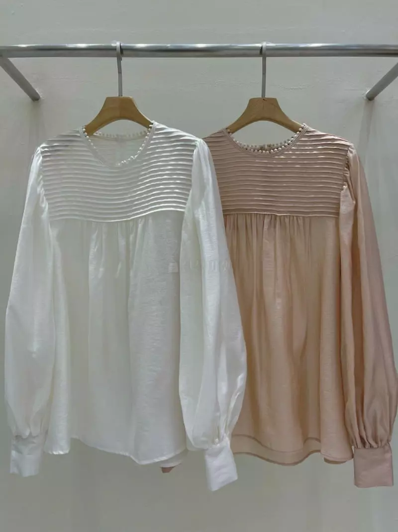 Blanc - Korean Women Fashion - #womensfashion - Pintuck Blouse - 4