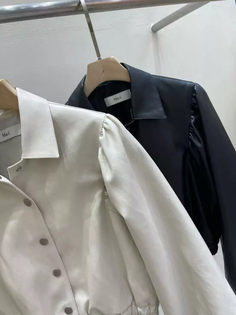 Blanc - Korean Women Fashion - #momslook - Leather Blouson Jacket - 4