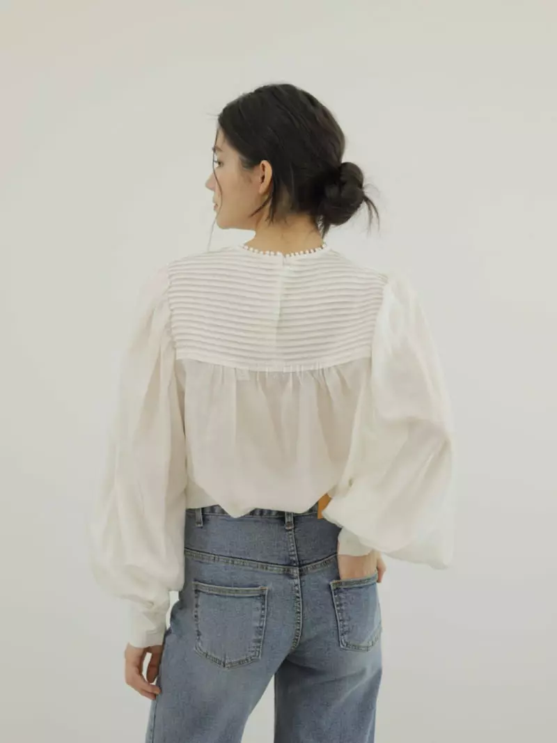 Blanc - Korean Women Fashion - #womensfashion - Pintuck Blouse