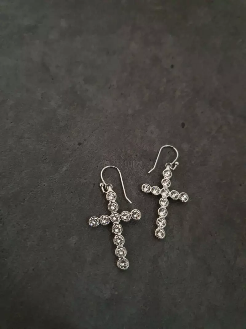 Blancchouette - Korean Women Fashion - #momslook - Cross Earring