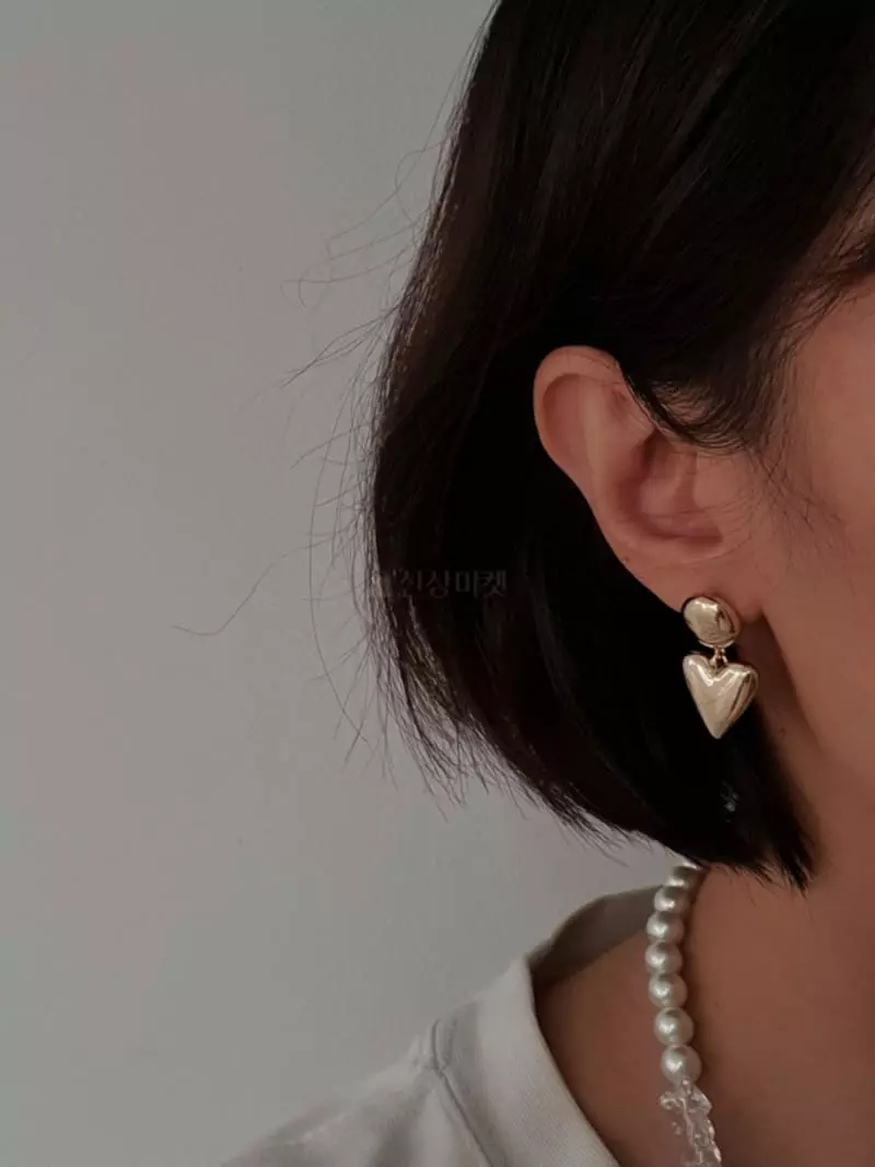Blancchouette - Korean Women Fashion - #momslook - Heart 9 Earring - 2