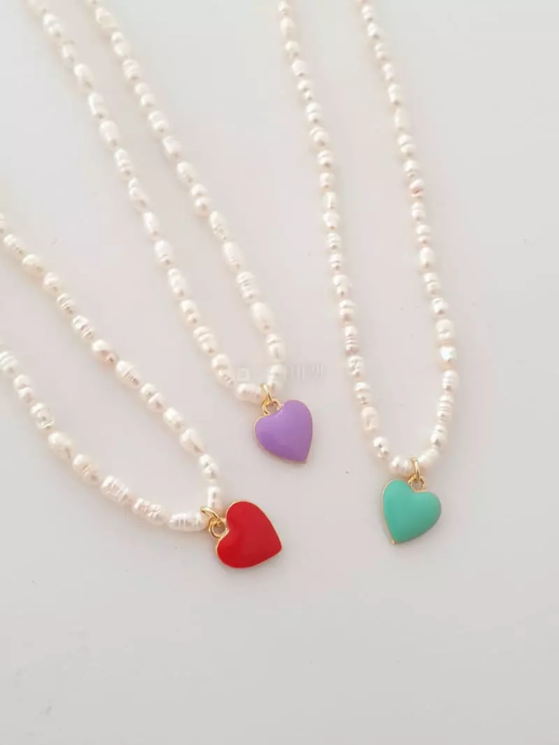 Blancchouette - Korean Women Fashion - #momslook - Heart 3 Necklace