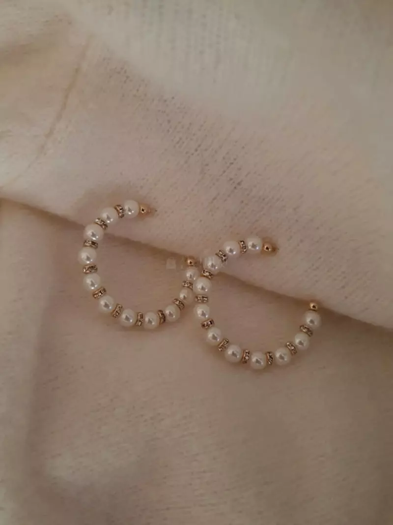 Blancchouette - Korean Women Fashion - #momslook - Pearl Ring Earring