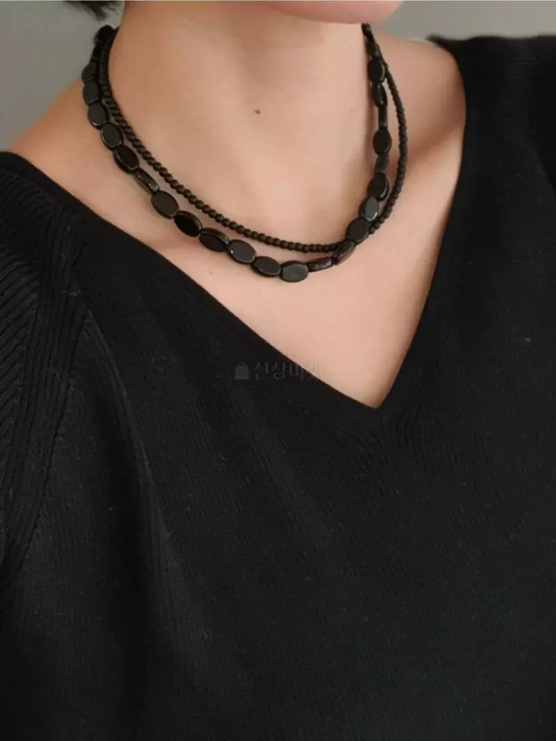 Blancchouette - Korean Women Fashion - #momslook - Black 5 Necklace - 3