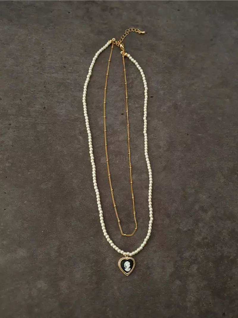 Blancchouette - Korean Women Fashion - #momslook - Antique 3 Necklace - 2
