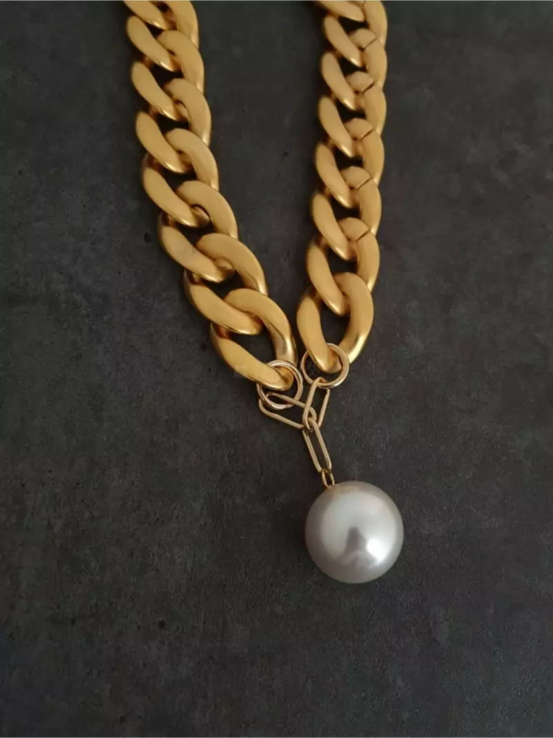 Blancchouette - Korean Women Fashion - #restrostyle - Big Chain 9 Necklace - 3