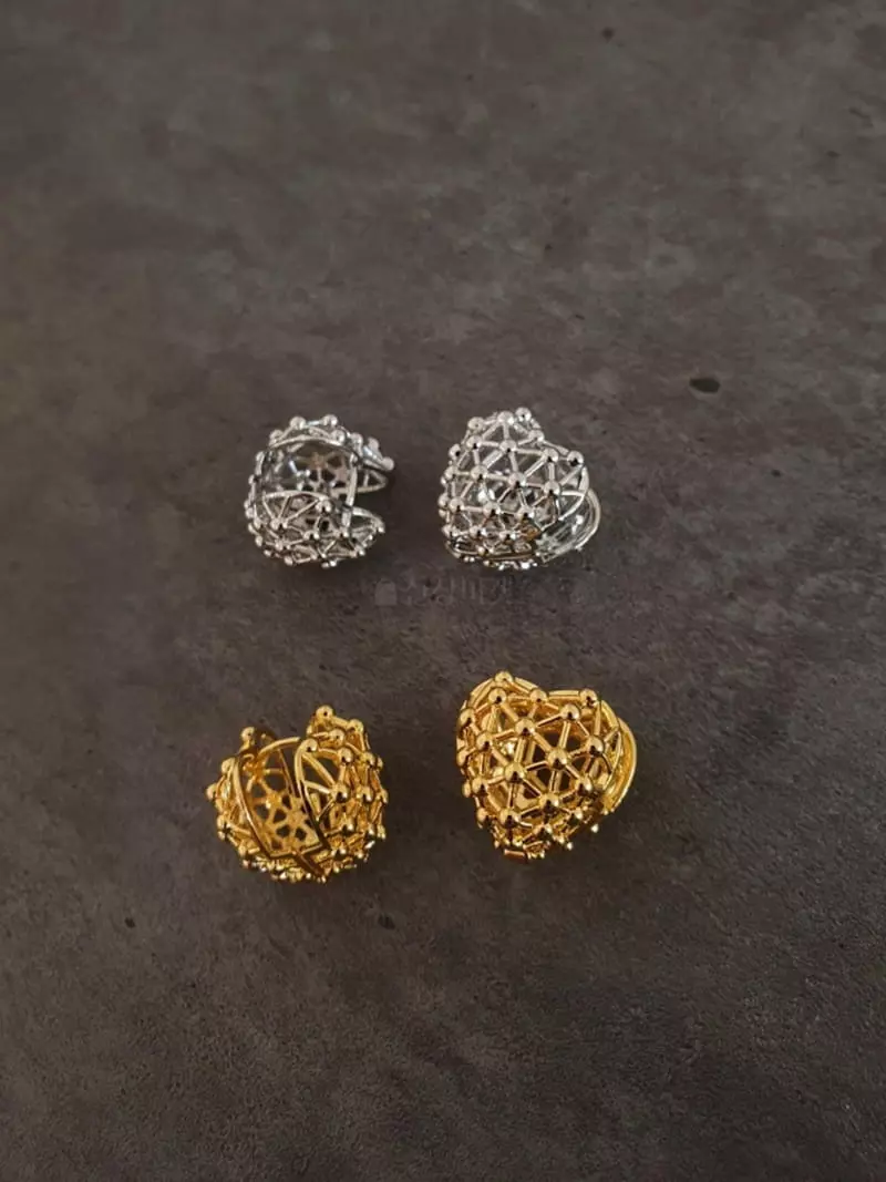 Blancchouette - Korean Women Fashion - #thatsdarling - Heart 11 Earring - 2
