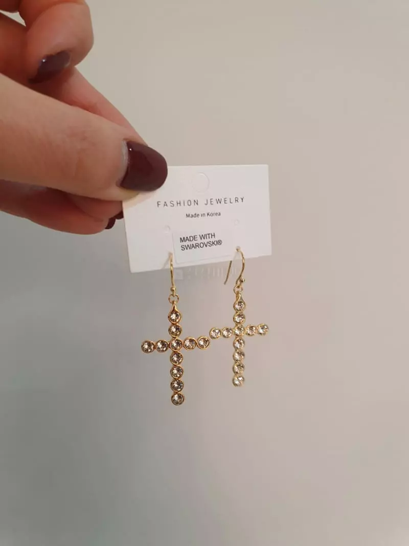 Blancchouette - Korean Women Fashion - #womensfashion - Cross Earring - 2