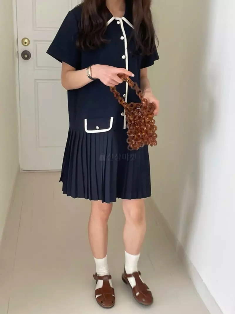 Bold - Korean Women Fashion - #momslook - Pleats Mini One-piece